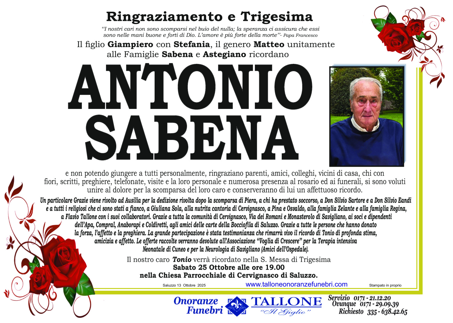 <br />
<b>Warning</b>:  Undefined variable $info in <b>/home/tallone/public_html/ringraziamenti.php</b> on line <b>68</b><br />
Antonio Sabena